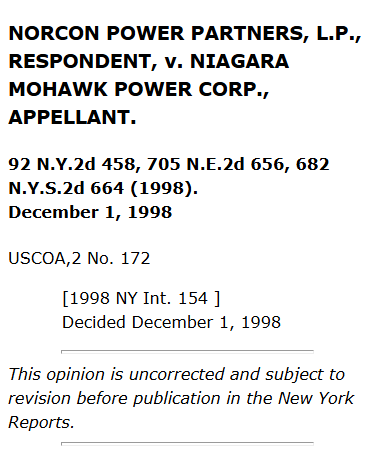 Opening of the Norcon opinion, identifying the New York Court of Appeals decision.